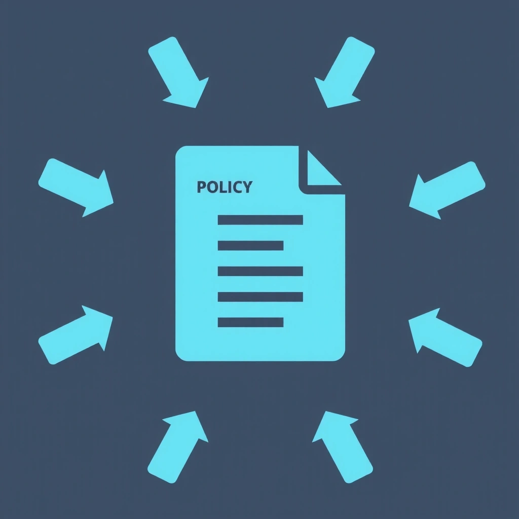 Icono de un documento con flechas circulares que simbolizan la actualización de políticas