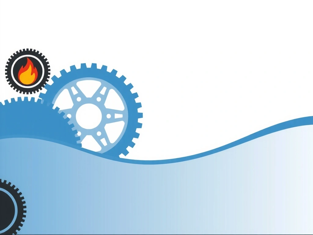 Engranajes entrelazados con elementos de fuego y agua, representando metabolismo