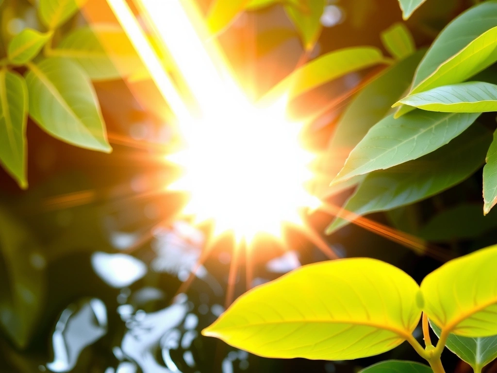 Rayo de energía brillante que emerge de la naturaleza