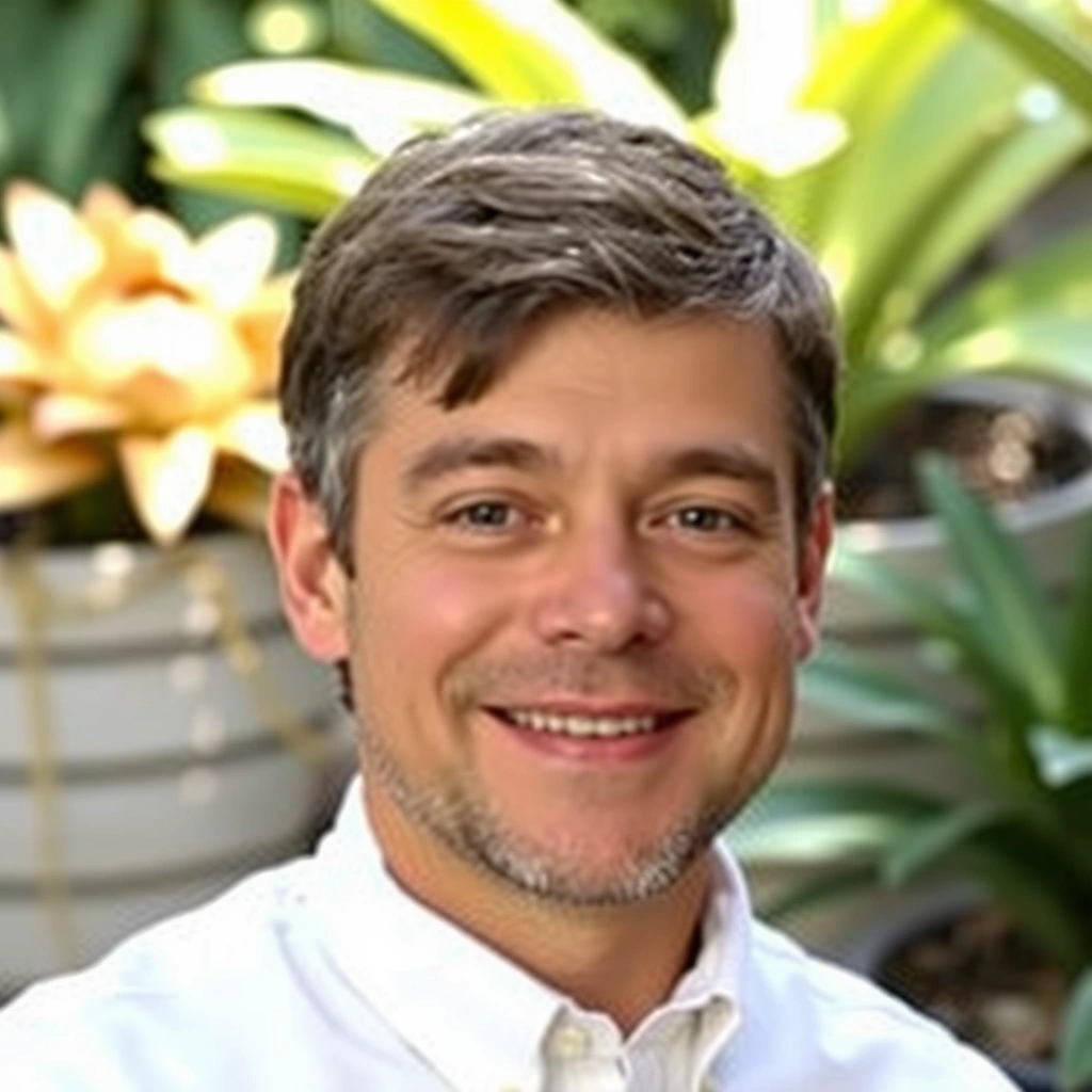 Retrato profesional de un experto en fitoterapia con sonrisa amable